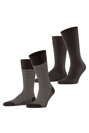 ESPRIT Socken Houndstooth 2-Pack dark brown (5233)