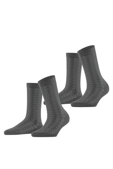 ESPRIT Socken Pepita Pattern 2-Pack dark rock (3093)