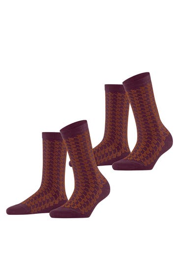 ESPRIT Socken Pepita Pattern 2-Pack merlot (8005)