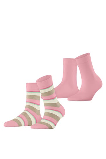 ESPRIT Socken Crochet Stripe 2-Pack sortiment (0020)