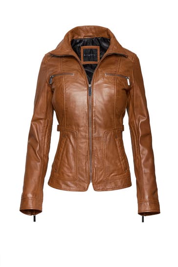 BUGATTI Lederjacke cognac