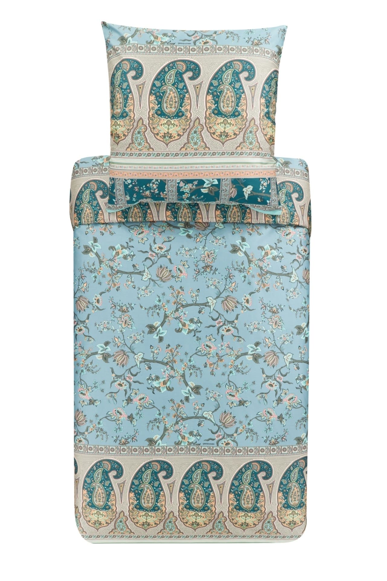 Bassetti Biancheria Da Letto Genova Blu | 2 Pezzi Cotone Makò Satin Con Cerniera - 4