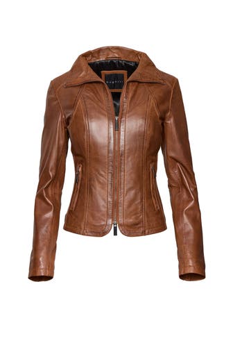 BUGATTI Lederjacke cognac