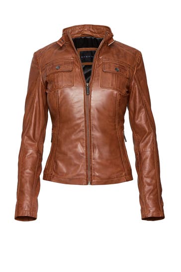 BUGATTI Lederjacke cognac