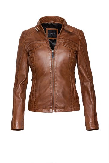 BUGATTI Lederjacke cognac