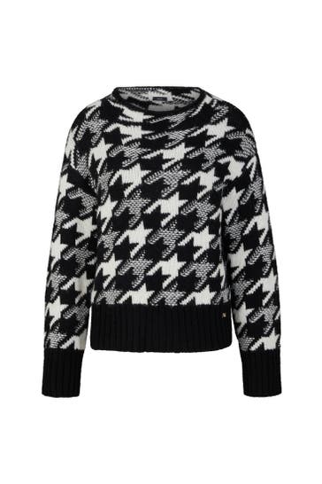 JOOP! Pullover Wool-Blend-Strickpullover in Schwarz/Weiß gemustert schwarz/weiß gemustert