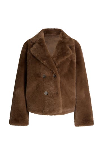 JOOP! Felljacke Faux-Fur Jacke cognac