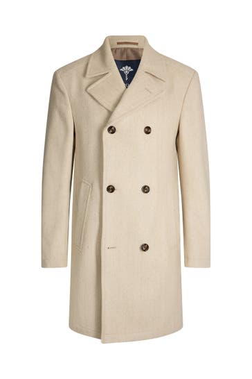 JOOP! Wollmantel Beale hellbeige fischgrat