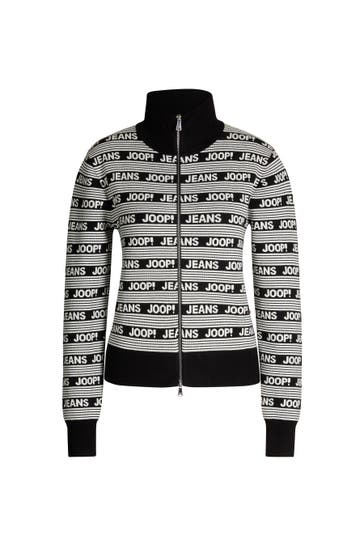 JOOP! Strickjacke Kadri schwarz/weiß gemustert