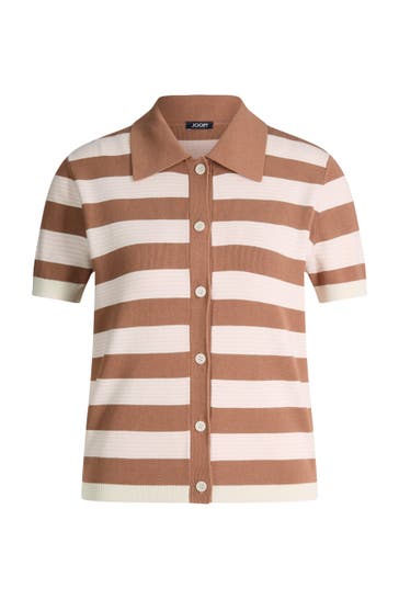JOOP! Polo-Shirt Kasha hellbraun/rosé gestreift