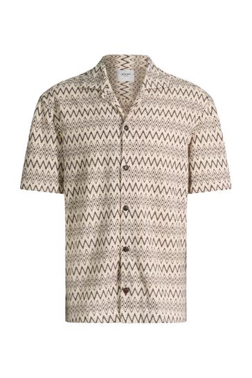 JOOP! Kurzarmhemd Hanau beige/braun gemustert Regular Fit