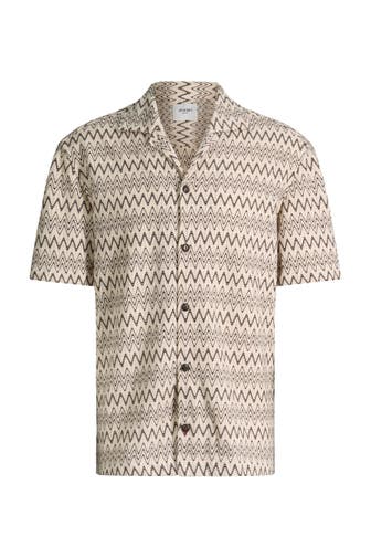 JOOP! Kurzarmhemd Hanau beige/braun gemustert Regular Fit