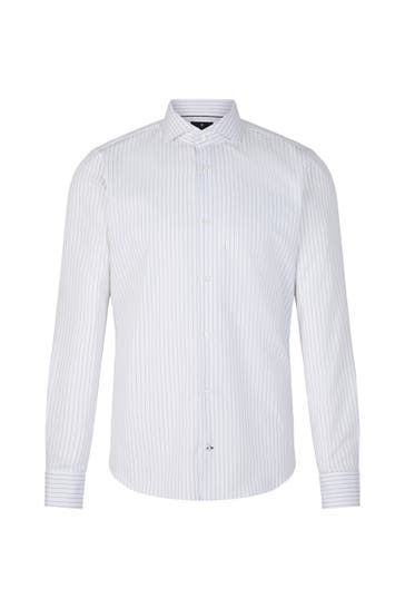JOOP! Business-Hemd Pares Weiss / Grau Slim Fit
