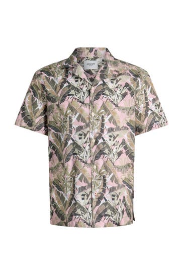 JOOP! Kurzarmhemd Hanes altrosa/khaki gemustert Regular Fit