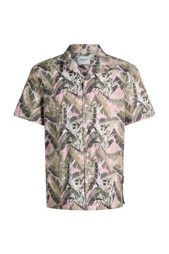 JOOP! Kurzarmhemd Hanes altrosa/khaki gemustert Regular Fit