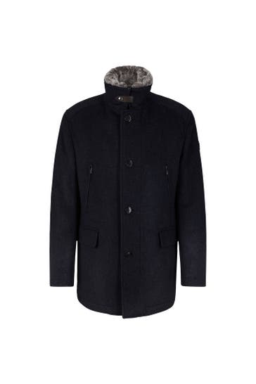 JOOP! Wollmantel Gary navy meliert