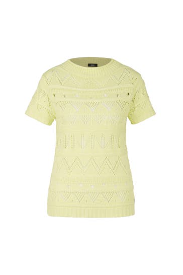 JOOP! Pullover Strick-Pullover in Offwhite lemon green