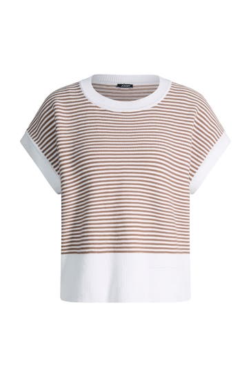 JOOP! Pullover Kipe hellbraun/creme gestreift