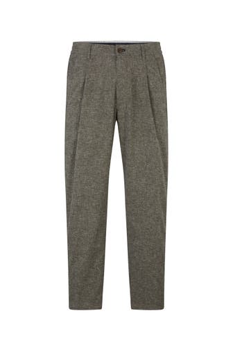 JOOP! Stoffhose Leinenmix-Chino Lead in Hellgrau meliert oliv Loose Fit