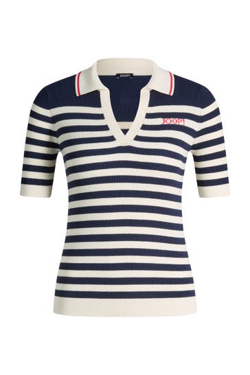 JOOP! Polo-Shirt Kolo navy/creme gestreift