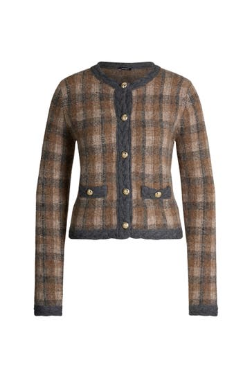 JOOP! Strickjacke Kea braun/grau kariert