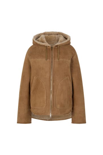 JOOP! Lederjacke Lammfelljacke beige