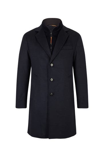 JOOP! Wollmantel Morris dunkelblau meliert