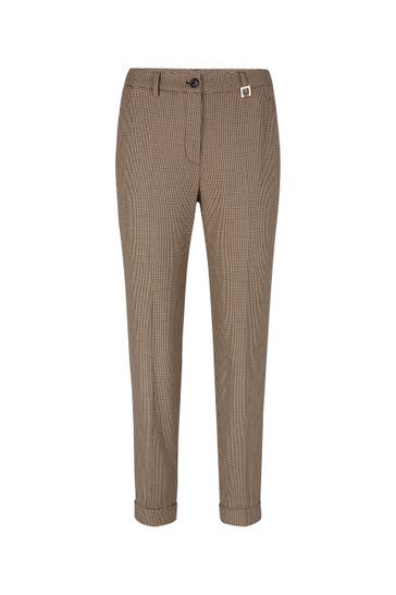 JOOP! Business-Hose Panthea beige/braun kariert Straight