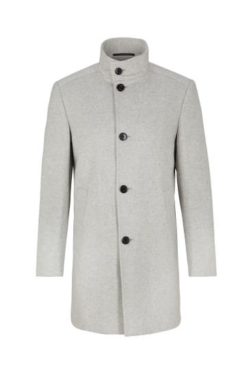 JOOP! Wollmantel Maron grau meliert