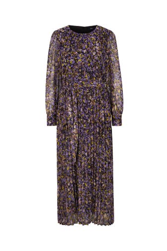 JOOP! Casual-Kleid Chiffon-Plissee-Kleid in Lila/Gelb gemustert lila/gelb gemustert