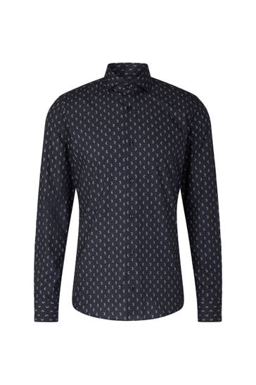 JOOP! Business-Hemd Pares graublau gemustert Slim Fit