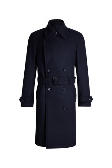 STRELLSON Wollmantel The Trench Coat dunkelblau