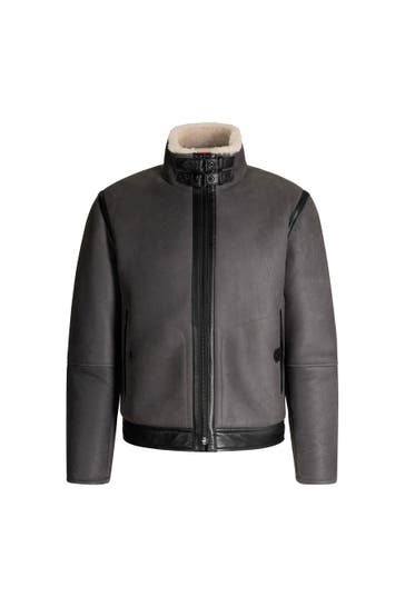 STRELLSON Lederjacke Shelter dunkelgrau