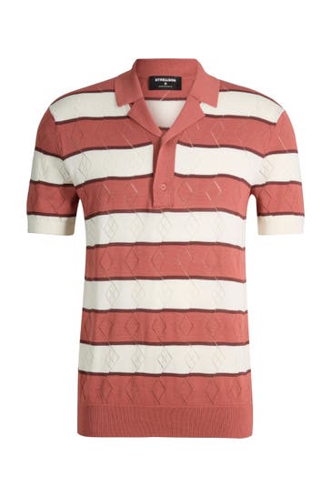STRELLSON Polo-Shirt Adrian rot/weiß gestreift