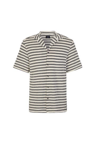 STRELLSON Kurzarmhemd Cliro schwarz/weiß Regular Fit