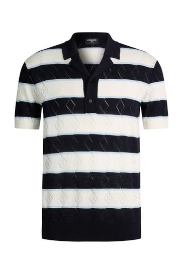 STRELLSON Polo-Shirt Adrian navy/weiß gestreift