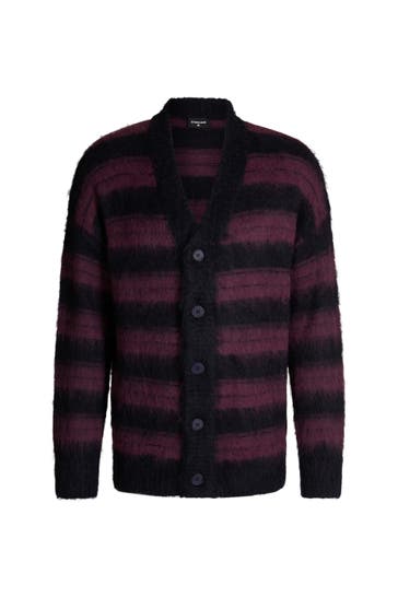 STRELLSON Strickjacke Alpay navy/bordeaux gestreift