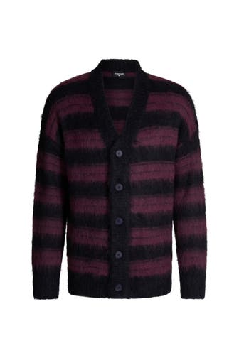STRELLSON Strickjacke Alpay navy/bordeaux gestreift
