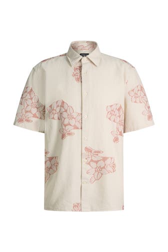 STRELLSON Kurzarmhemd Casyn offwhite/rot Regular Fit