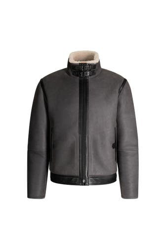STRELLSON Lederjacke Shelter dunkelgrau
