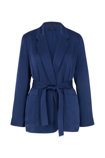 WINDSOR. - Blazer Crêpe-Long-Blazer mit Gürtel in Blau blau