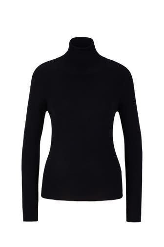 WINDSOR. Pullover Schurwoll-Seidenmix-Rollkragen-Pullover in Schwarz navy