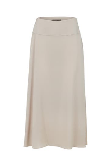 WINDSOR. Casual-Rock Crêpe-A-Linien-Rock in Midi-Länge in Beige beige