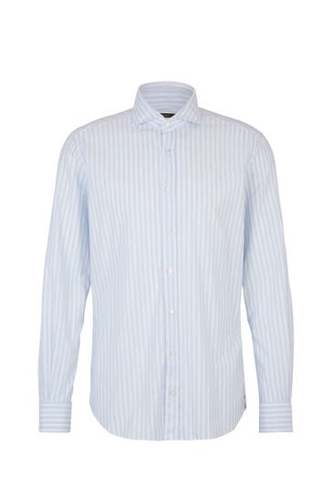 WINDSOR. Business-Hemd Baumwoll-Hemd Lano in Beige-Weiß gestreift hellblau-weiß gestreift Regular Fit