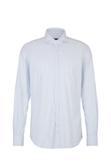 WINDSOR. - Business-Hemd Baumwoll-Hemd Lano in Beige-Weiß gestreift hellblau-weiß gestreift Regular Fit