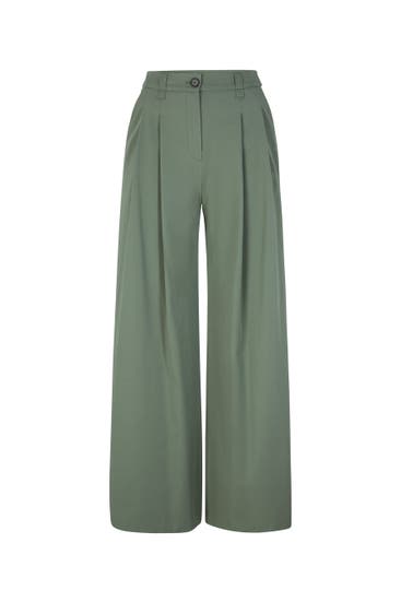 WINDSOR. - Stoffhose Hose grün Wide/ Loose Fit