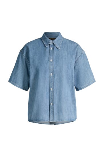 WINDSOR. Business-Bluse Hemdbluse mid blue washed