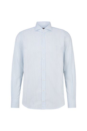 WINDSOR. Business-Hemd Baumwoll-Hemd Lano in Hellblau meliert blau-weiß gestreift Regular Fit