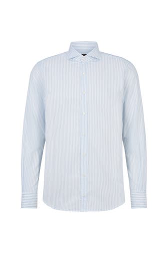 WINDSOR. Business-Hemd Baumwoll-Hemd Lano in Hellblau meliert blau-weiß gestreift Regular Fit