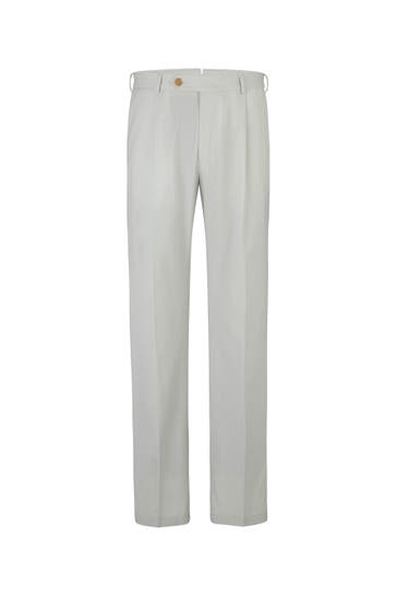 WINDSOR. Stoffhose Schurwoll-Hose Frero mit Bundfalte in Grün hellgrün Straight